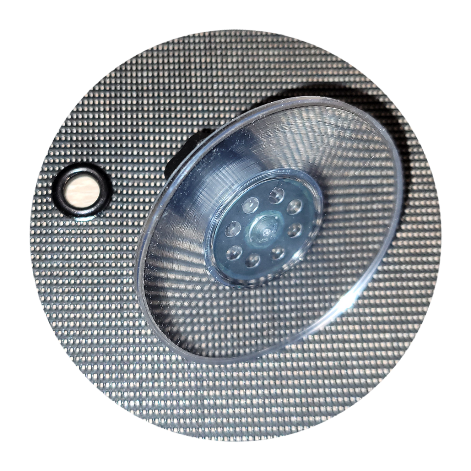 Detailbild, Sonnenschutz mit Öse und Saugnapf.