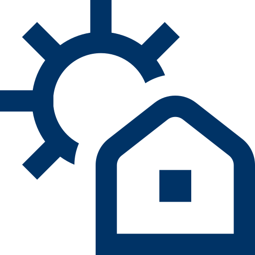 Icon, welcher eine Sonne an einem Haus zeigt.